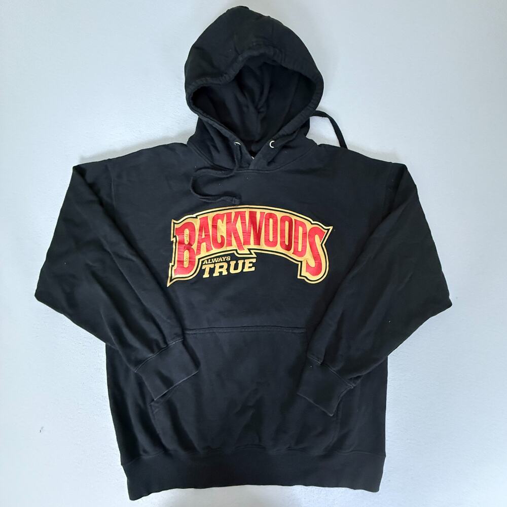 Backwoods Always True Pullover Hoodie Sweatshirt Black Red Tan Graphic Logo